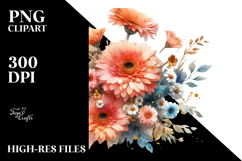 Gerbera Gold Insertions Watercolor Clipart Product Image 2