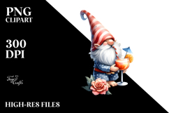 Gnome Drinking Cocktail on Gold Circle Product Image 2