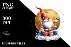 Gnome in Beachwear Drinking Cocktail PNG Product Image 2