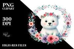 Colorful Watercolor Baby Polar Bear Frame | Clipart Product Image 1