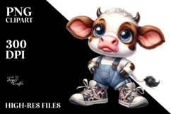 Watercolor Baby Cow Big Eyes | Sublimation Clipart Product Image 2