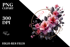 Glossy Rhododendron with Metallic Frame, High-Res PNG Product Image 2