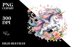 Colorful Unicorn with Spring Petals PNG Product Image 3