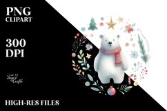 Colorful Christmas Polar Bear, PNG Product Image 1