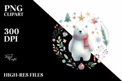 Colorful Christmas Polar Bear, PNG Product Image 1