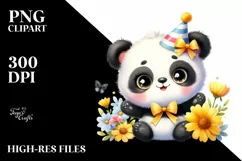 Colorful Baby Panda Party Hat | Clipart Product Image 1
