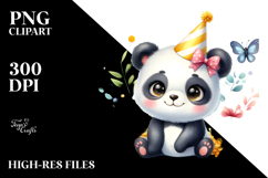 Colorful Baby Panda Party Hat Yellow Flowers Clipart Product Image 2