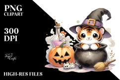 Halloween Tiger with Witch Potion PNG Product Image 2
