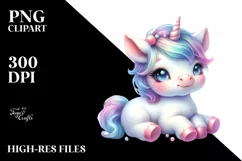 Colorful Baby Unicorn | Sublimation | Clipart Product Image 3