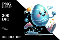 Watercolor Running with Easter Egg, PNG Product Image 2