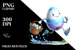 Watercolor Running with Easter Egg, PNG Product Image 2