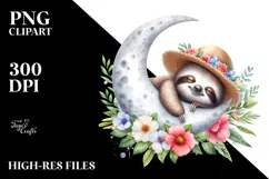 Cute Baby Sloth Dressed for Summer, PNG Product Image 2