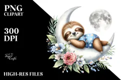 Cute Baby Sloth Dressed for Summer, PNG Product Image 2