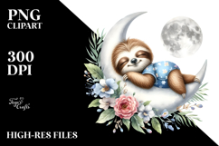 Cute Baby Sloth Dressed for Summer, PNG Product Image 2