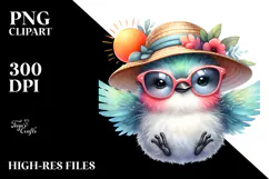 Colorful Hummingbird with Sunglasses PNG Product Image 2