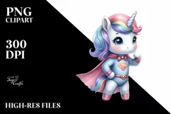 Watercolor Baby Unicorn Hero | Clipart Product Image 3