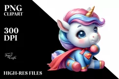 Watercolor Baby Unicorn Hero | Clipart Product Image 3