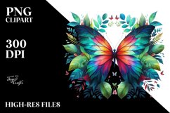 Abstract Vibrant Butterfly with Flowers PNG Product Image 3