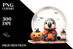 Simple Cute Macaw in Halloween Costume, Transparent PNG Product Image 2