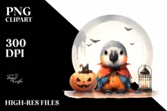 Simple Cute Macaw in Halloween Costume, Transparent PNG Product Image 3