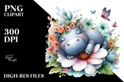 Sleeping Baby Hippo Whimsical PNG Product Image 2