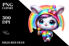 Crazy Vibrant Watercolor Baby Rabbit PNG Product Image 2