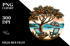Vintage Tropical Tree with Beach Chairs PNG Product Image 2