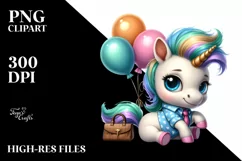 Cute Baby Unicorn Watercolor Pose Product Image 1