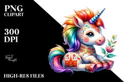 Colorful Baby Unicorn with Polish Festival PNG Product Image 1