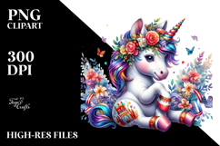Colorful Baby Unicorn with Polish Festival PNG Product Image 2