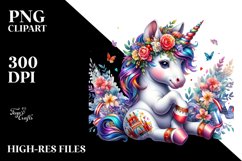 Colorful Baby Unicorn with Polish Festival PNG Product Image 3