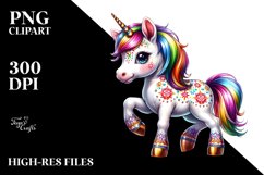 Colorful Baby Unicorn with Polish Festival PNG Product Image 3