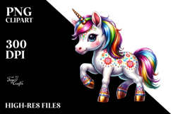 Colorful Baby Unicorn with Polish Festival PNG Product Image 2
