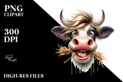 Funny Cow with Crazy Face PNG Product Image 2