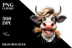 Funny Cow with Crazy Face PNG Product Image 2
