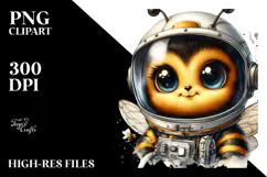 Cute Baby Bee with Astronaut Helmet PNG Product Image 2