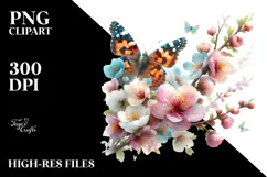 Butterfly made of Spring Flowers PNG Product Image 2
