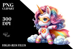 Cute Baby Unicorn Posing as Hero PNG Product Image 2