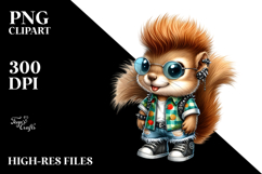 Cute Baby Squirrel in Summer Clothes PNG Product Image 2