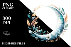 Vibrant Boho Moon with Foliage PNG Product Image 2