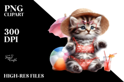 Cute Kitten Beachwear Digital PNG Product Image 2