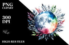 Vibrant Abstract Moon Foliage Clouds | Sublimation Clipart Product Image 2