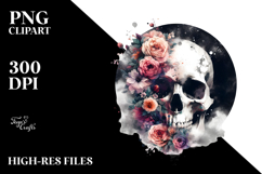 Skull made of Flowers PNG Product Image 2