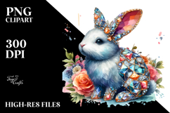 Colorful Diamond Bunny PNG Product Image 2