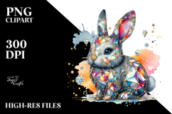 Colorful Diamond Bunny PNG Product Image 2
