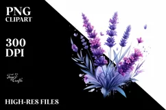 A Glossy Lavender Clipart with Watercolor Splash Product Image 3