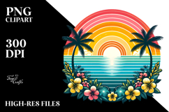 Retro Tropical Rainbow Sunset, PNG Product Image 2