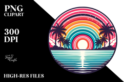 Retro Tropical Rainbow Sunset PNG Product Image 2