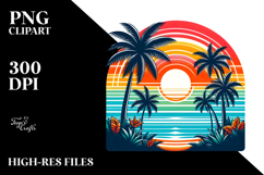 Retro Tropical Rainbow Sunset PNG Product Image 2