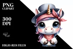 Baby Unicorn with Hat Bandana and Big Eyes | Sublimation | Product Image 3